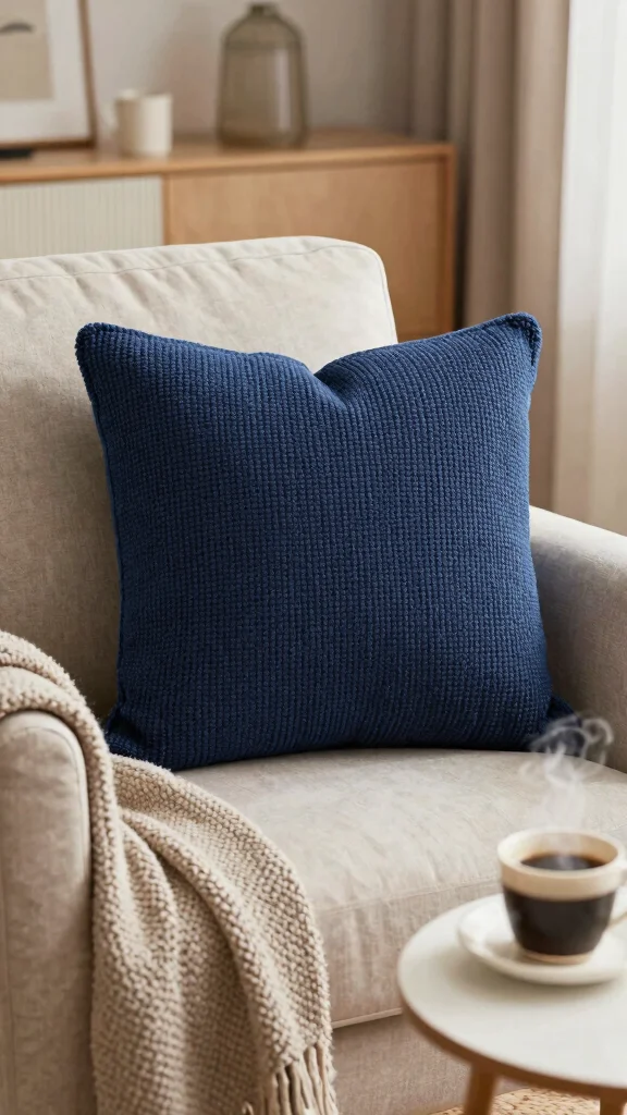12 Navy Blue Pillow Ideas for a Rich Classic Timeless Home Accent - 5. Textured Knits and Woven Patterns 1
