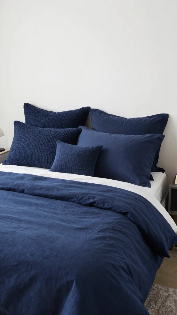 12 Navy Blue Pillow Ideas for a Rich Classic Timeless Home Accent - 8. Monochromatic Layering 1