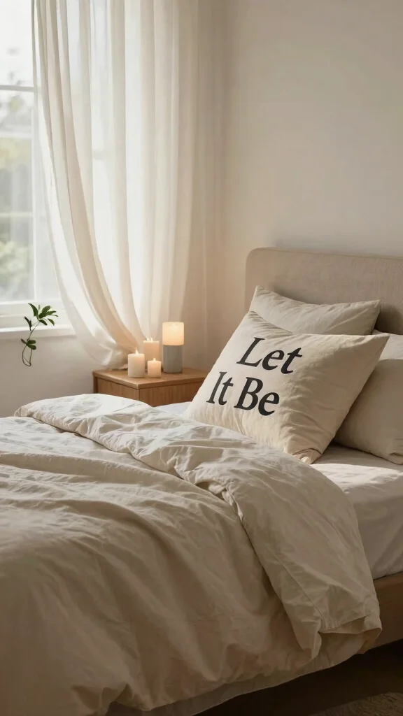 12 Pillow With Sayings Ideas for a Personal Conversational Home Detail - 10. Let It Be 1