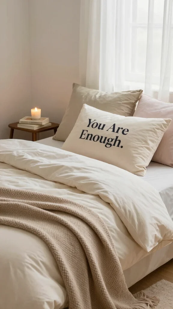 12 Pillow With Sayings Ideas for a Personal Conversational Home Detail - 5. You Are Enough 1
