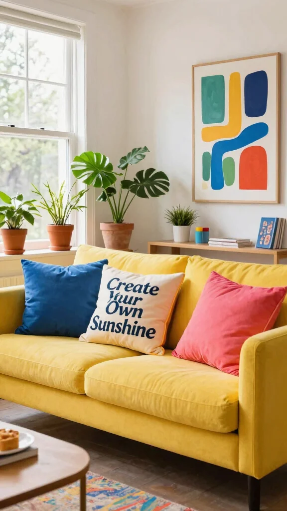 12 Pillow With Sayings Ideas for a Personal Conversational Home Detail - 6. Create Your Own Sunshine 1