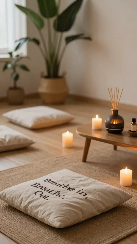 12 Pillow With Sayings Ideas for a Personal Conversational Home Detail - 7. Breathe in, Breathe Out 1