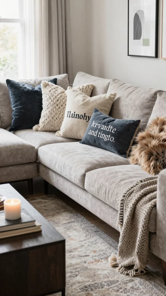 12 Pillow With Words Ideas for Funny Meaningful or Inspiring Messages - 3. Layer Up with Textured Pillow Designs 1