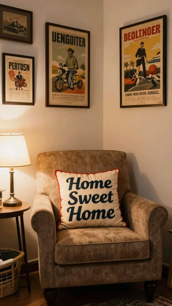 12 Pillow With Words Ideas for Funny Meaningful or Inspiring Messages - 9. Vintage Vibes with Retro Pillows 1