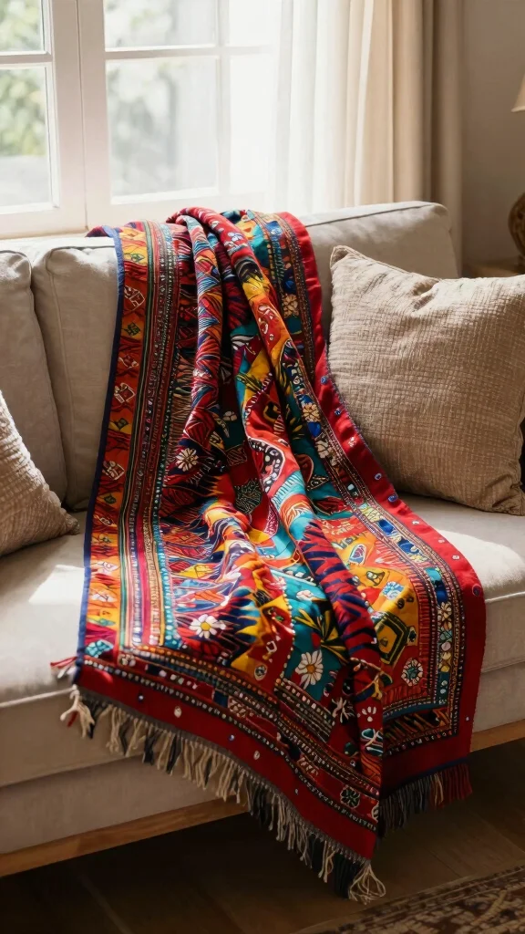 12 Pillow and Blanket Ideas for a Warm Inviting Couch or Bed - 7. Colorful Kantha Throws 1