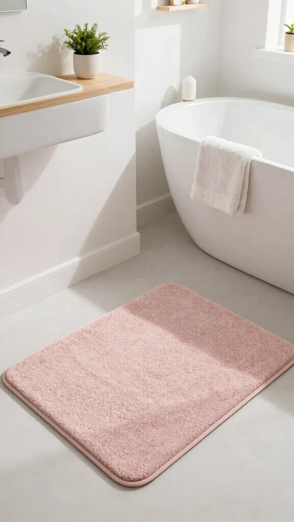 12 Pink Bathroom Rug Ideas From Blush to Hot Pink for Every Style - 1. Blush Skid-Resistant Bath Mat 1