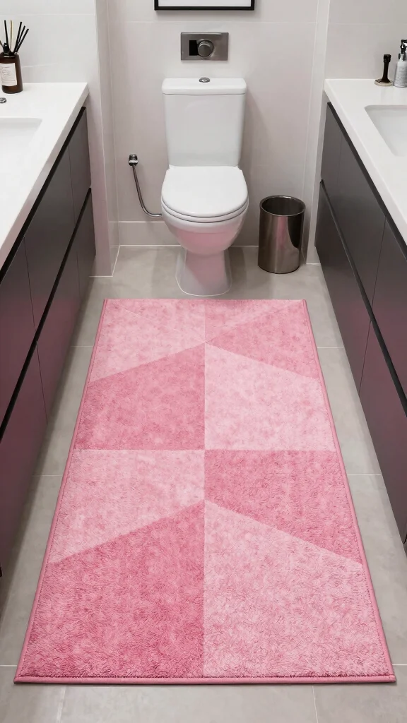 12 Pink Bathroom Rug Ideas From Blush to Hot Pink for Every Style - 10. Geometric Pink Accent Rug 1