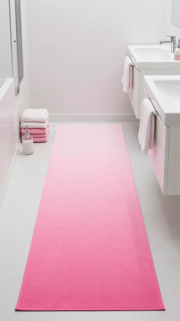 12 Pink Bathroom Rug Ideas From Blush to Hot Pink for Every Style - 4. Ombre Pink Bathroom Runner 1