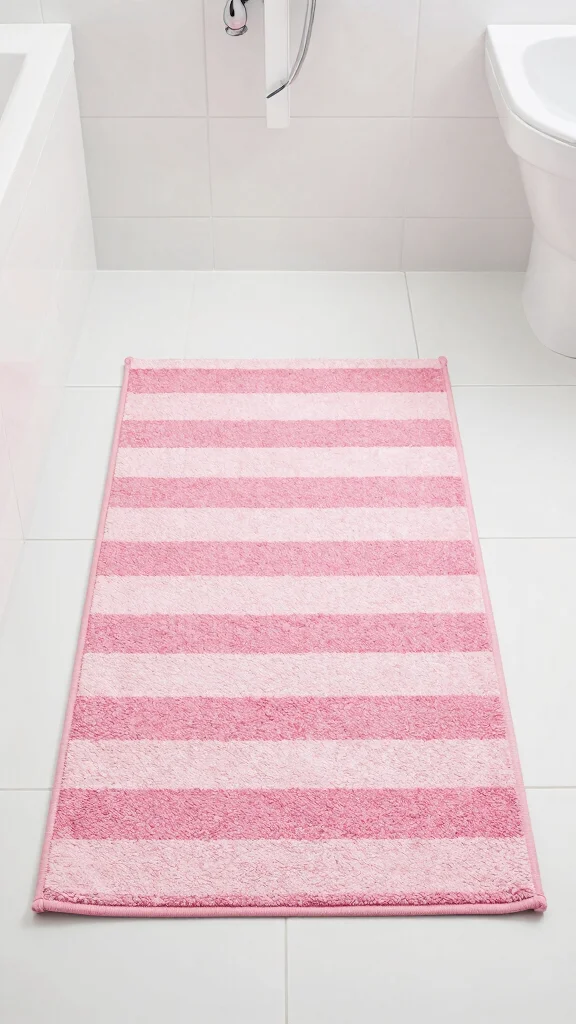 12 Pink Bathroom Rug Ideas From Blush to Hot Pink for Every Style - 6. Striped Pink Bath Rug 1