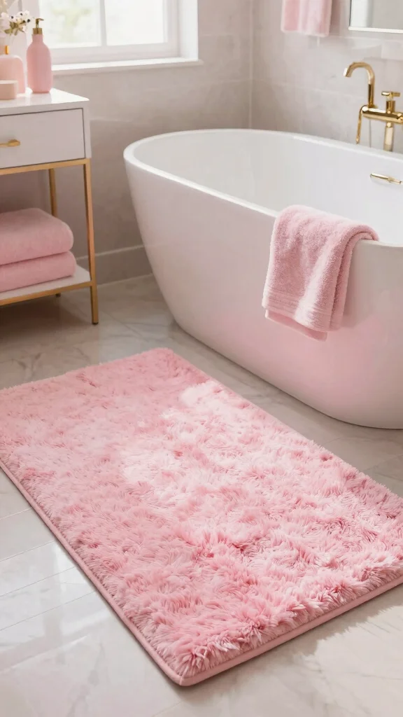 12 Pink Bathroom Rug Ideas From Blush to Hot Pink for Every Style - 9. Plush Pink Memory Foam Rug 1