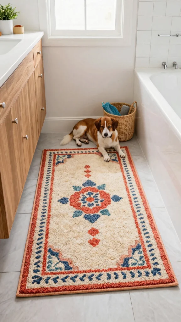 12 Plush Bathroom Rug Ideas for a Soft Luxurious Feel Underfoot - 11. Pet-Friendly Rugs 1