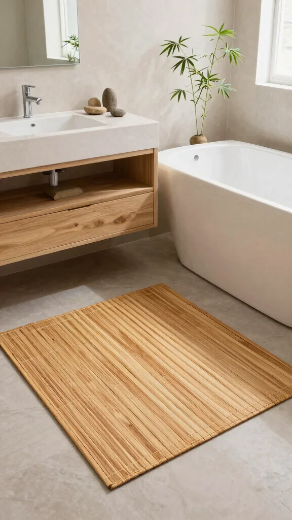 12 Plush Bathroom Rug Ideas for a Soft Luxurious Feel Underfoot - 2. Bamboo Fiber Mats 1