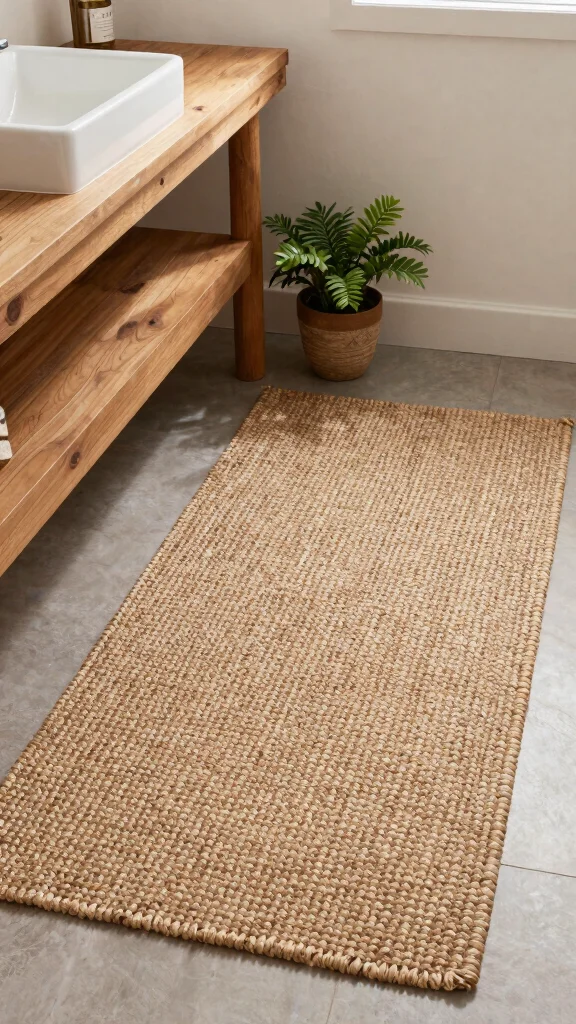 12 Plush Bathroom Rug Ideas for a Soft Luxurious Feel Underfoot - 5. Organic Jute Rugs 1