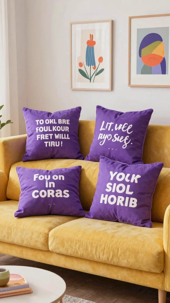 12 Purple Pillow Ideas From Lavender to Plum for Every Palette - 10. Statement Lettering 1