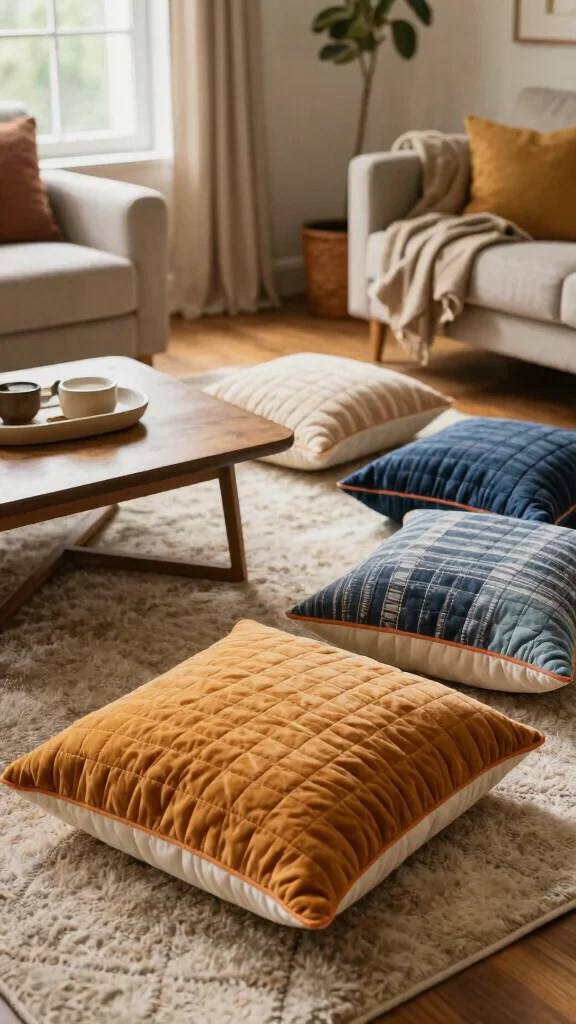 12 Quilted Pillow Ideas for a Textured Patchwork-Inspired Home Detail - 10. Quilted Floor Pillows 1