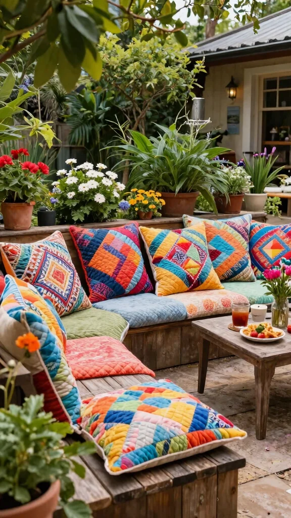 12 Quilted Pillow Ideas for a Textured Patchwork-Inspired Home Detail - 11. Outdoor Quilted Pillows 1