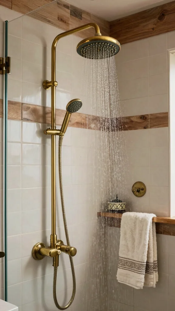 12 Rainfall Shower Head Ideas for a Luxurious Immersive Shower - 12. Vintage-Inspired Rainfall Shower Heads 1