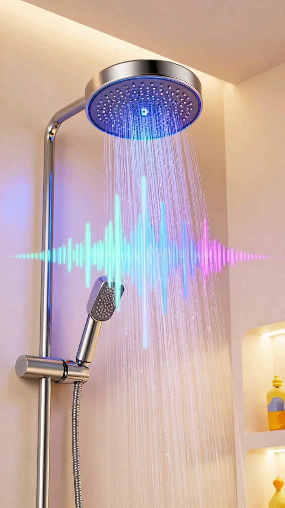 12 Rainfall Shower Head With Handheld Ideas for a Complete Shower System - 11. Shower Head with Built-in Bluetooth Speakers 1