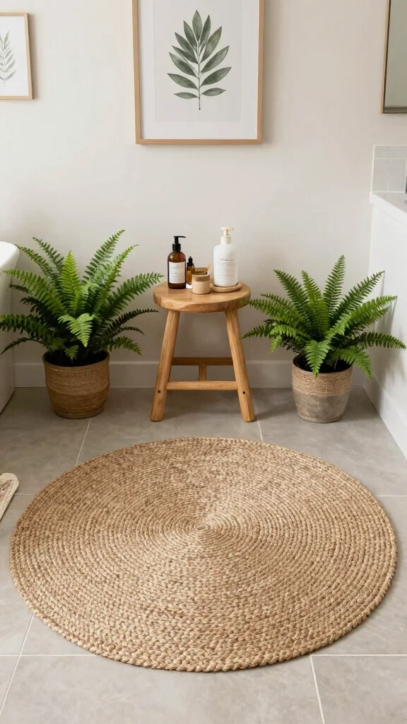 12 Round Bathroom Rug Ideas for a Soft Sculptural Floor Detail - 1. Natural Jute Round Rugs 1