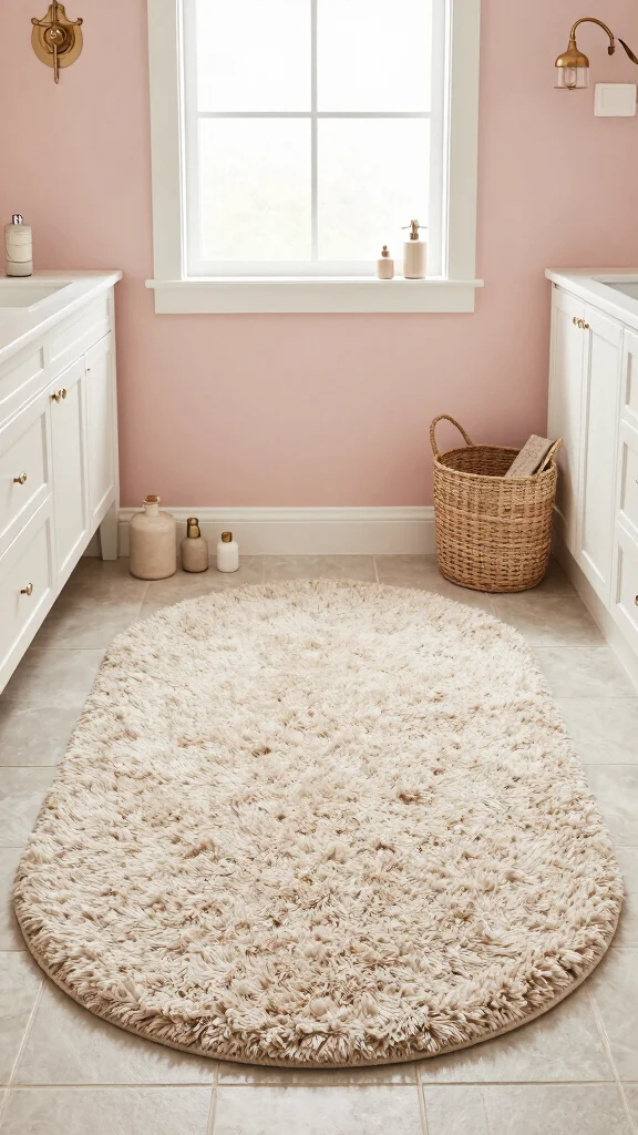 12 Round Bathroom Rug Ideas for a Soft Sculptural Floor Detail - 10. Shaggy Round Rugs 1
