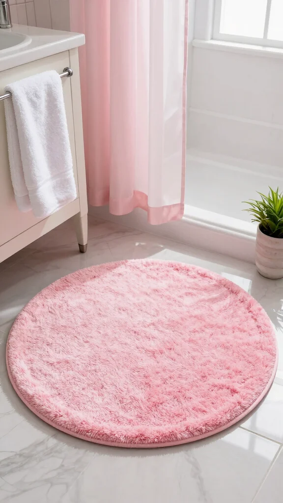 12 Round Bathroom Rug Ideas for a Soft Sculptural Floor Detail - 2. Plush Microfiber Round Rugs 1