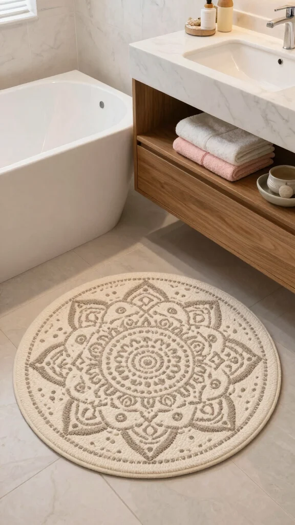 12 Round Bathroom Rug Ideas for a Soft Sculptural Floor Detail - 3. Eco-Friendly Cotton Round Rugs 1