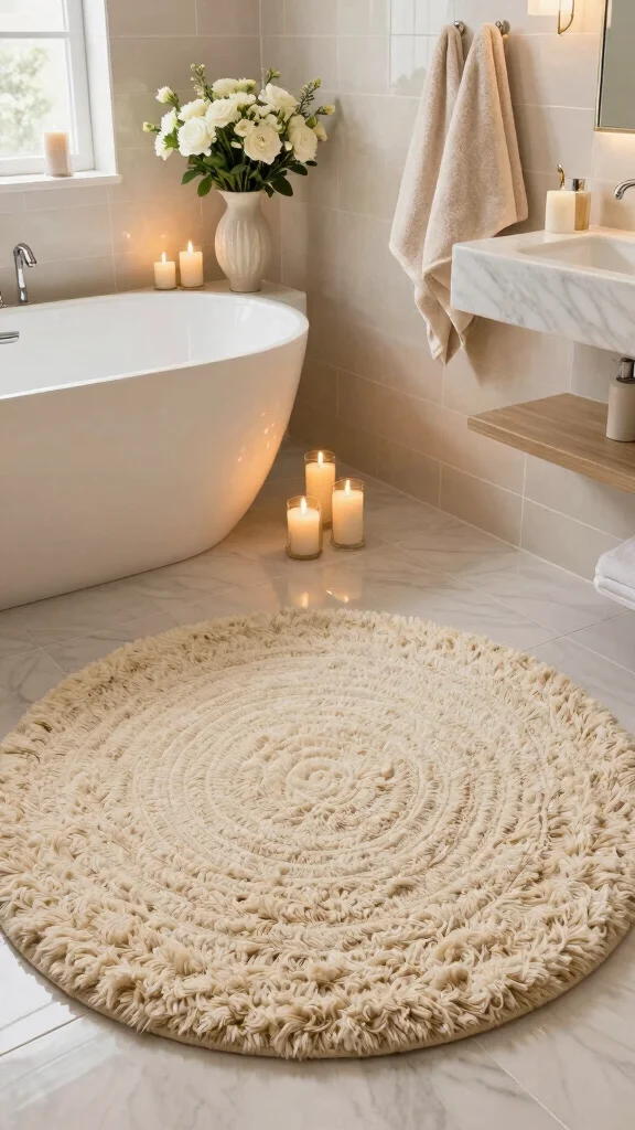 12 Round Bathroom Rug Ideas for a Soft Sculptural Floor Detail - 4. Organic Wool Round Rugs 1
