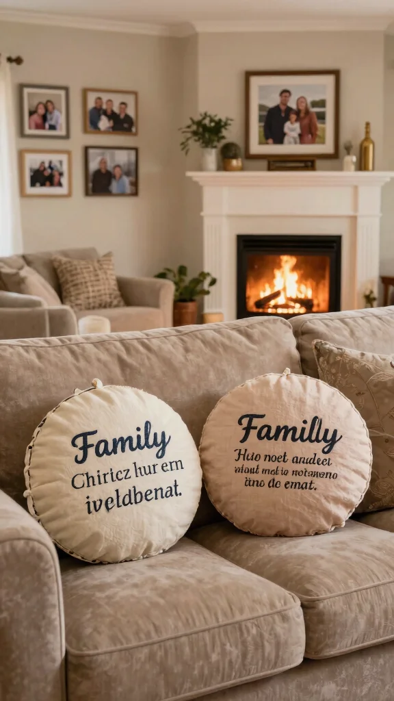 12 Round Pillow Ideas for a Soft Sculptural Couch or Bed Detail - 12. Personalized Round Pillows 1