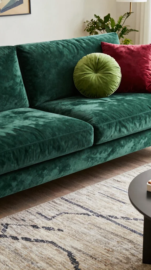 12 Round Pillow Ideas for a Soft Sculptural Couch or Bed Detail - 2. Eco-Friendly Velvet Round Throw Pillows 1