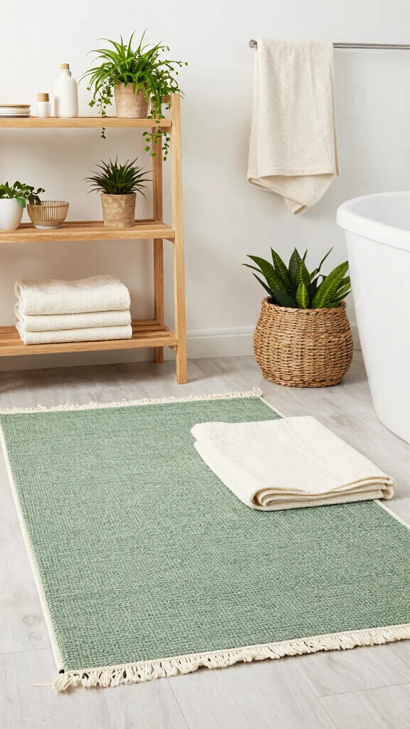 12 Sage Green Bathroom Rug Ideas for a Calm Earthy Bathroom Floor - 2. Eco-Friendly Jute Rugs 1