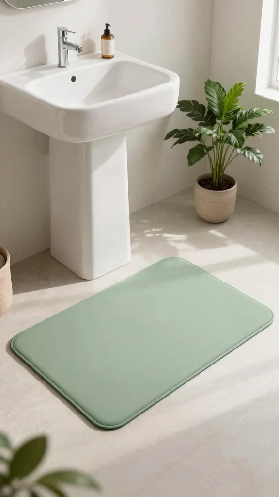 12 Sage Green Bathroom Rug Ideas for a Calm Earthy Bathroom Floor - 4. Minimalist Mats 1