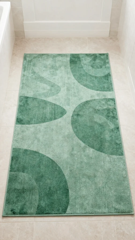 12 Sage Green Bathroom Rug Ideas for a Calm Earthy Bathroom Floor - 9. Artistic Area Rugs 1
