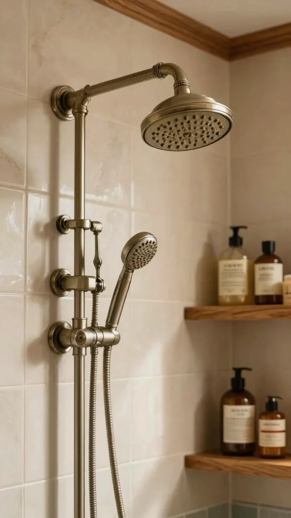 12 Shower Head Replacement Ideas to Upgrade Your Shower Without a Renovation - 11. Vintage-Style Shower Head 1
