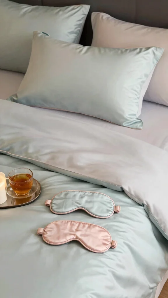 12 Silk Pillow Ideas for a Smooth Lustrous and Skin-Friendly Sleep - 5. Silk Sleep Mask with Matching Pillow 1