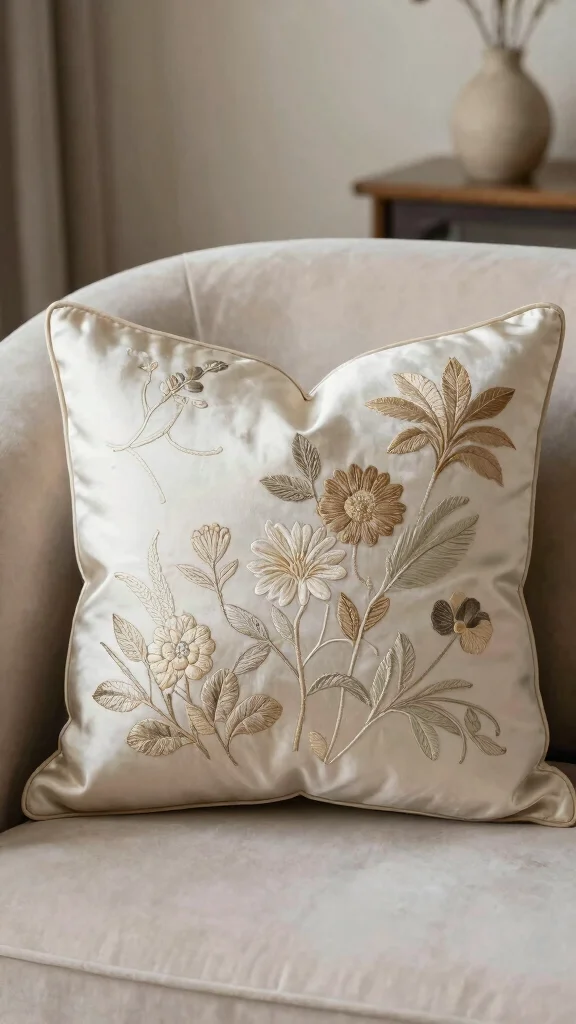12 Silk Pillow Ideas for a Smooth Lustrous and Skin-Friendly Sleep - 8. Embroidered Silk Accent Pillows 1