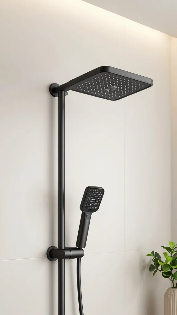 12 Square Shower Head Ideas for a Geometric Modern Bathroom Look - 2. Matte Black Square Shower Head 1