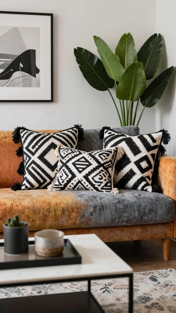 12 Tassel Pillow Ideas for a Playful Decorative Finishing Touch - 5. Geometric Patterns 1