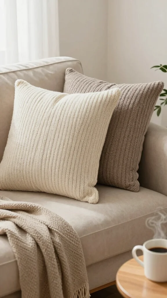 12 Textured Pillow Ideas for Depth, Warmth, and Tactile Interest - 1. Chunky Knit Pillows 1