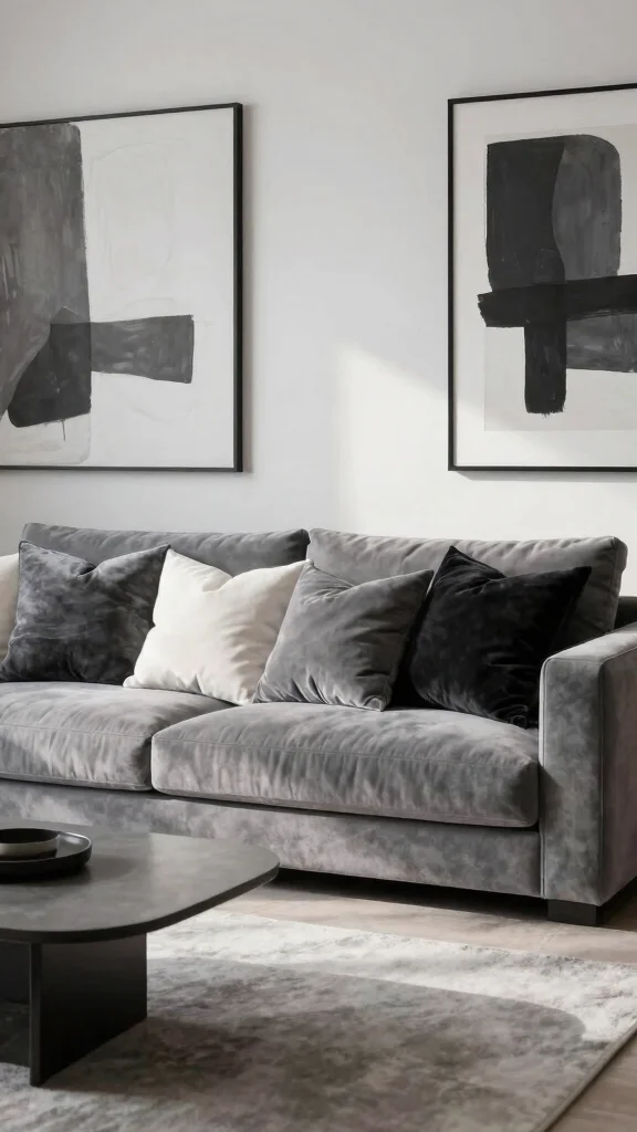 12 Velvet Cushion Ideas for a Luxe Rich Texture on Any Sofa or Bed - 2. Minimalist Monochrome 1