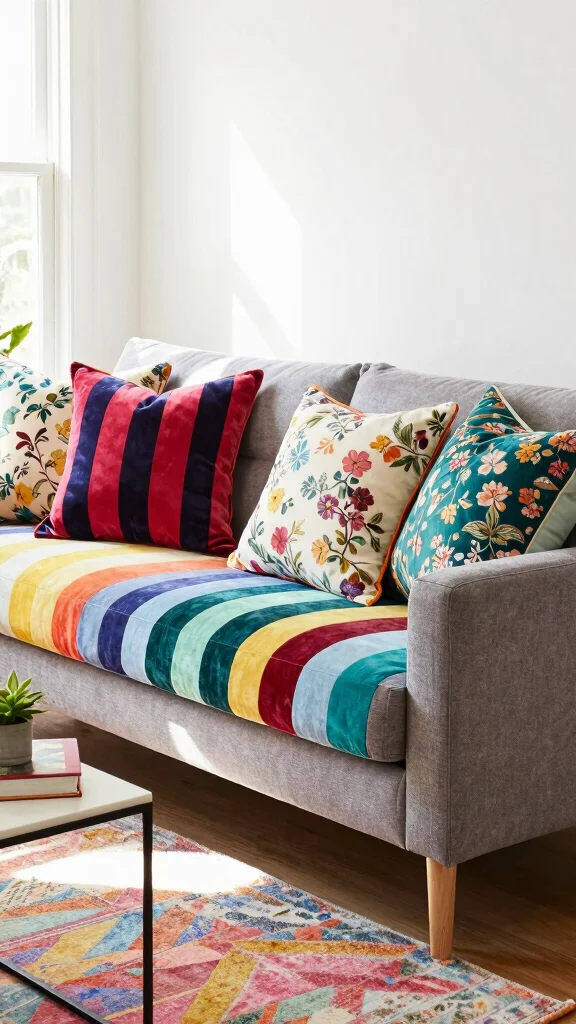 12 Velvet Cushion Ideas for a Luxe Rich Texture on Any Sofa or Bed - 4. Playful Patterns 1