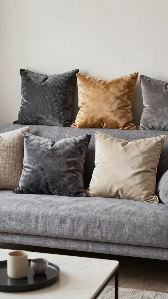 12 Velvet Cushion Ideas for a Luxe Rich Texture on Any Sofa or Bed - 7. Textured Layering 1
