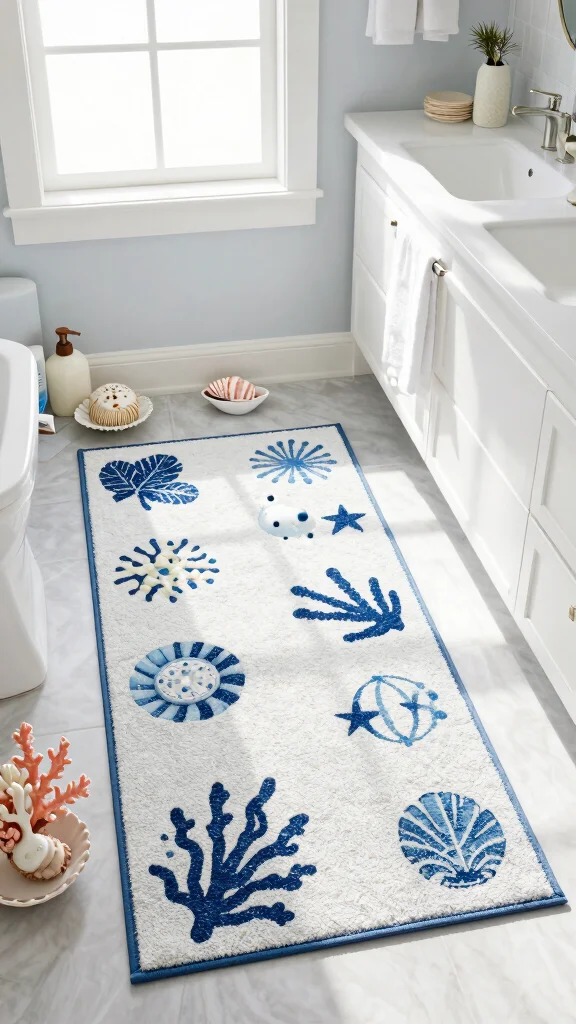 12 Vintage-Style Bathroom Rug Ideas for a Nostalgic Character-Rich Floor - 9. Nautical Rugs for a Beachy Vibe 1