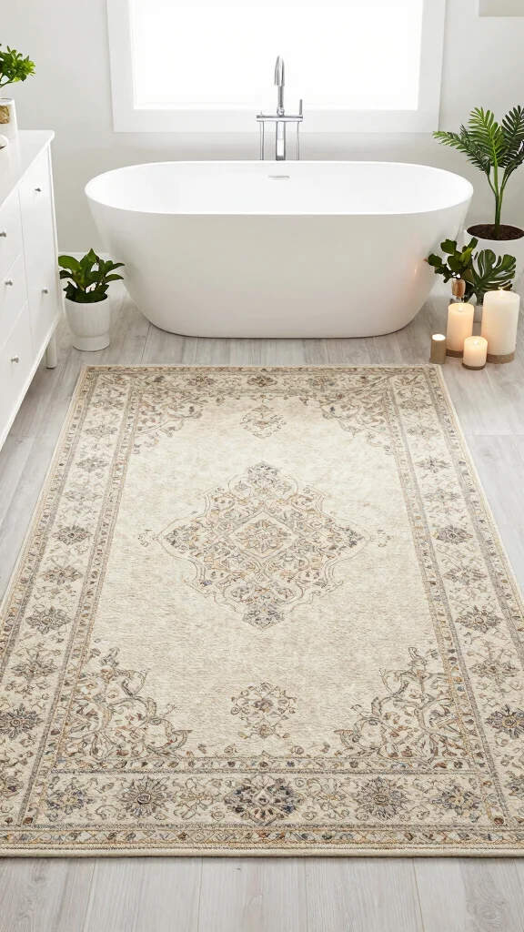 12 Washable Bathroom Rug Ideas That Stay Fresh and Look Great - 10. Area Rugs for Added Style 1