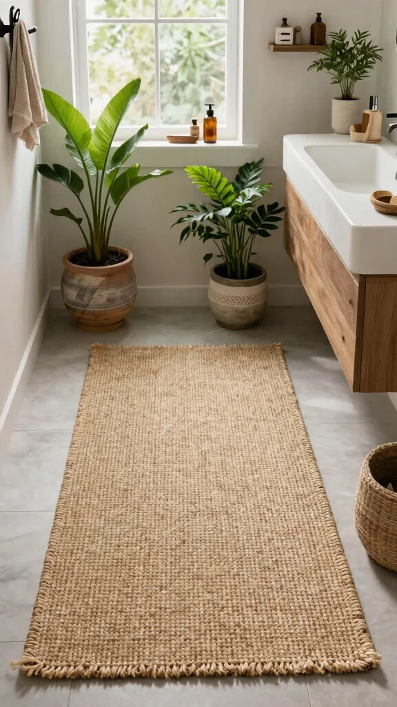 12 Washable Bathroom Rug Ideas That Stay Fresh and Look Great - 3. Natural Fiber Rugs for Eco-Friendly Appeal 1