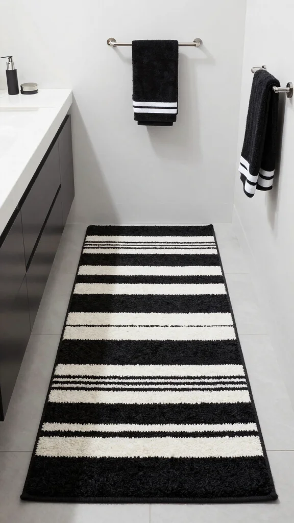 13 Bathroom Rug Collection Ideas for a Matched Polished Bathroom Floor - 11. Monochrome Magic 1
