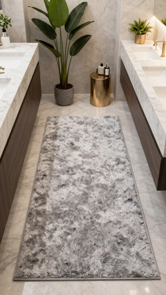 13 Bathroom Rug Collection Ideas for a Matched Polished Bathroom Floor - 2. Luxurious Grey and Marble 1