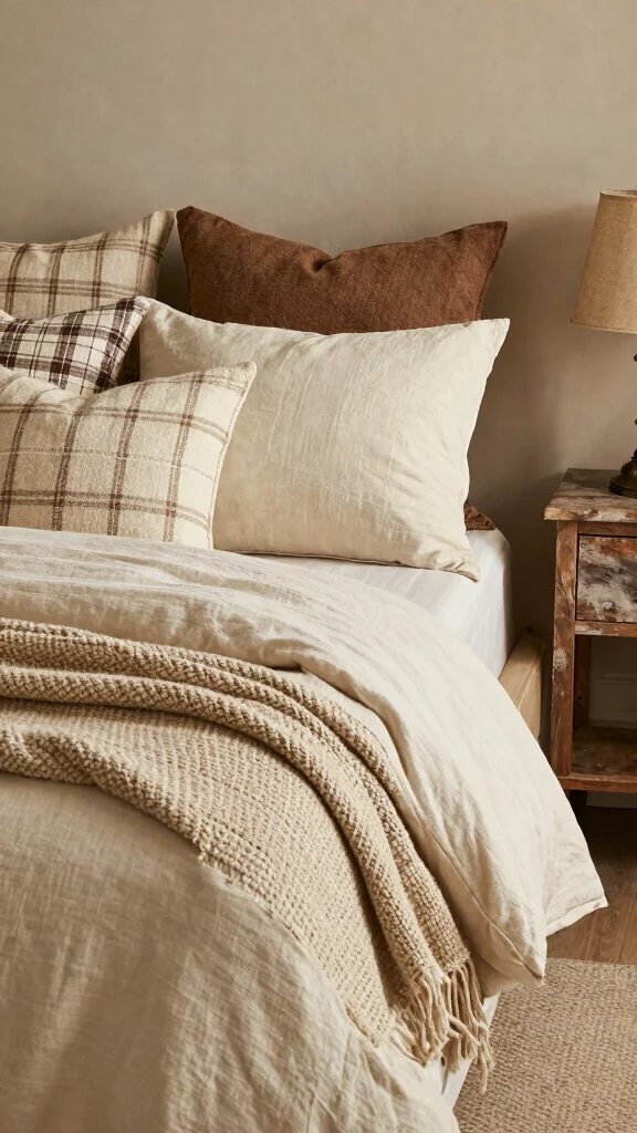13 Bed Pillow Arrangement Ideas From Minimal to Lush - 3. Farmhouse Charm 1