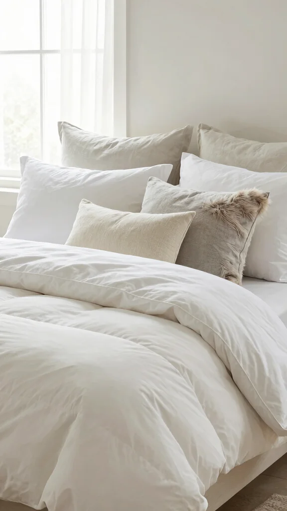 13 Bed Pillow Arrangement Ideas From Minimal to Lush - 5. Soft Neutrals 1