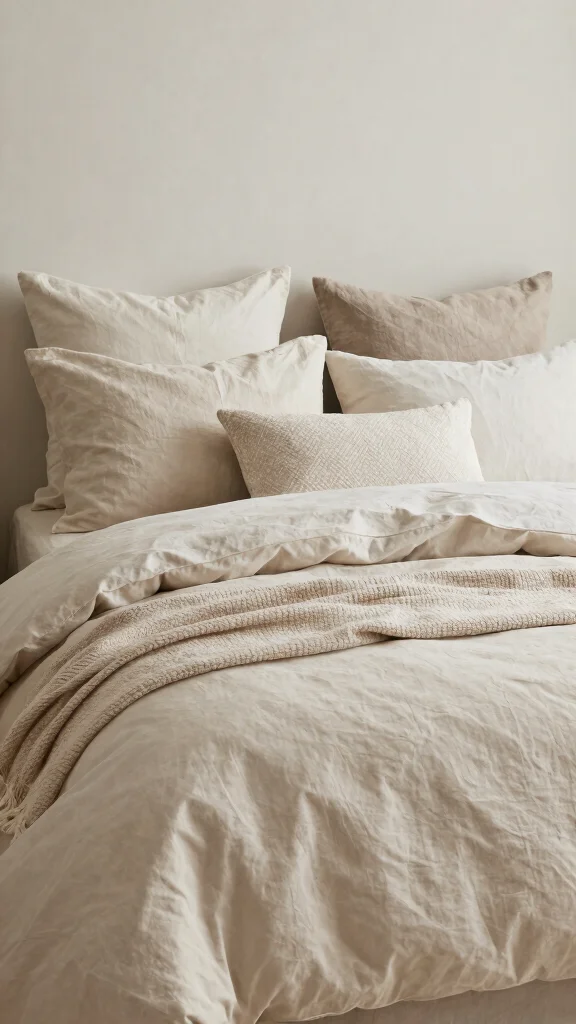 13 Bed Pillow Arrangement Ideas From Minimal to Lush - 7. Textured Minimalism 1