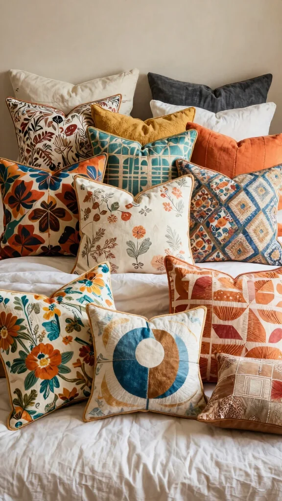 13 Bed Pillow Ideas for a Hotel-Worthy Layered Sleep Setup - 11. Decorative Throw Pillows Galore 1